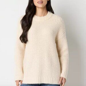 a.n.a Womens Crew Neck Long Sleeve Pullover Sweater, Birch Sz XS
